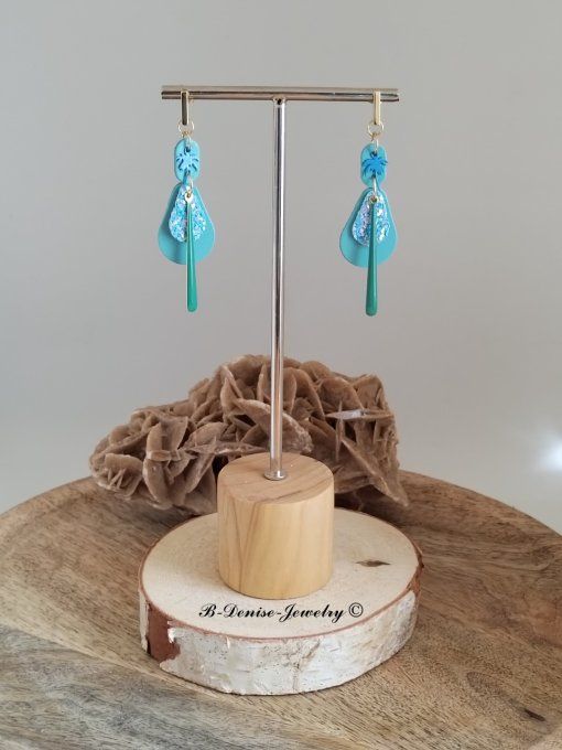 Original boucles d'oreilles Puce en Acier Inoxydable rectangle !! TEARDROP !! En Cuir T6cm x 2cm B-D