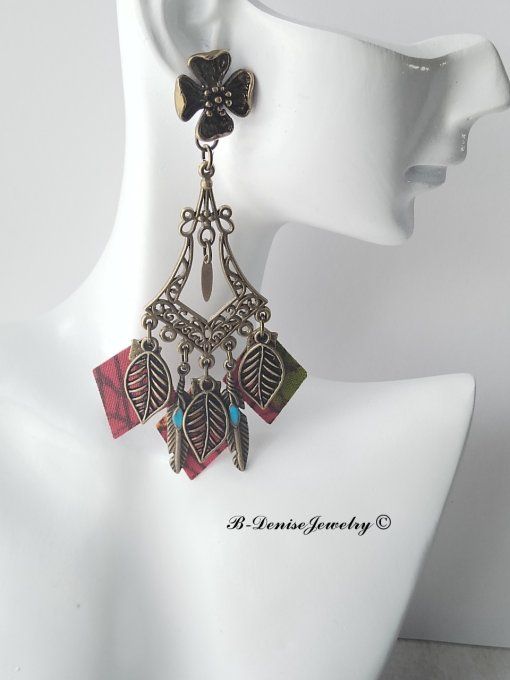 Originales boucles d’oreilles puce ethnic femme !!FLOWER CHANDELIER !! En Acier inoxydable Resine -